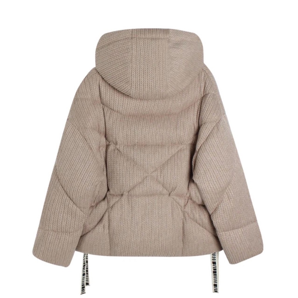 Tan Hooded Puffer Jacket with Drawstrings - Picture 2 of 5